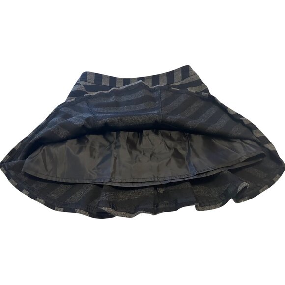 Worthington Mini Skater Skirt Wool Blend Black/Gray Stripes Women's Size 8 - Picture 13 of 16